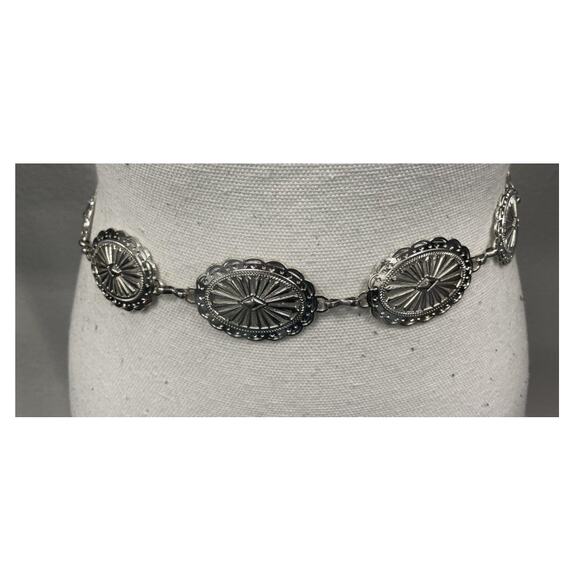 S.W. Concho Style Silver Link Belt Western Vibes - Picture 3 of 8